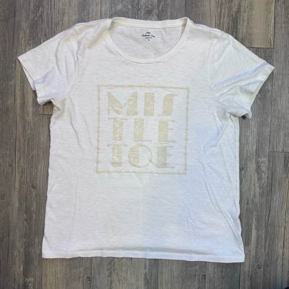 J. Crew Mistletoe Cream Collector Crew Tee 100% Cotton Size XL